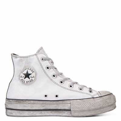 Női Converse Chuck Taylor All Star Leather Smoke Platform Magasszárú Cipő CO5873691 Fehér